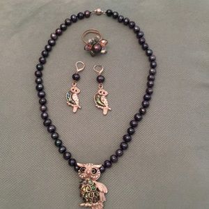 Black freshwater pearl set